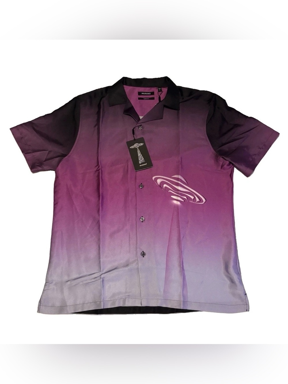 Men's Murano Slim Fit Ombre Large Interdimensional Shirt Purple Black UFO Camp